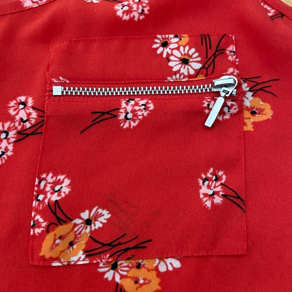 Maurices Orange Floral Zipper Sleeveless Top Size Large - Picture 3 of 8